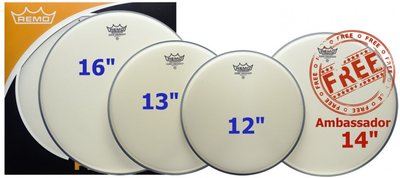 Remo Ambassador coated Set vellen 12